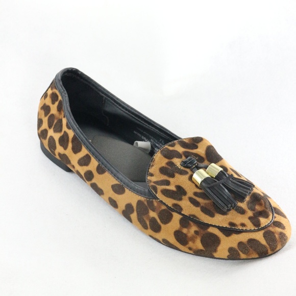 Merona Shoes - MERONA Spotted Leopard Tassel Vegan Suede Loafers